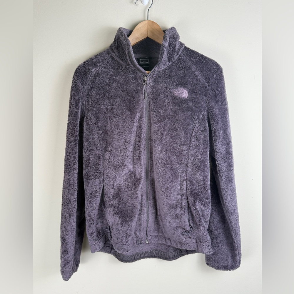 The North Face Osito Gray Full Zip Fleece Jacket Women's Size Medium Zip Pockets